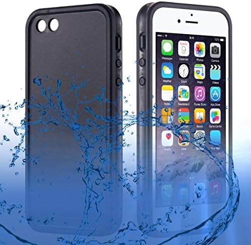 iPhone SE Waterproof Case, Junya Super Slim Thin Light [360 All Round Protective] Full-Sealed IPX-6 Waterproof Shockproof Dust/Snow Proof Case Cover for iPhone SE (Black)