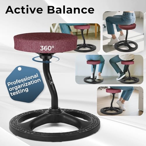 Image of ADHD Chair for Kids, Yoga Chairs for Adults, Wobble Stool Active Flexible Seating Desk Chair with Non-Slip Base and Washable Seat Cover for Stability, Balance, Yoga, Office, School, Classroom