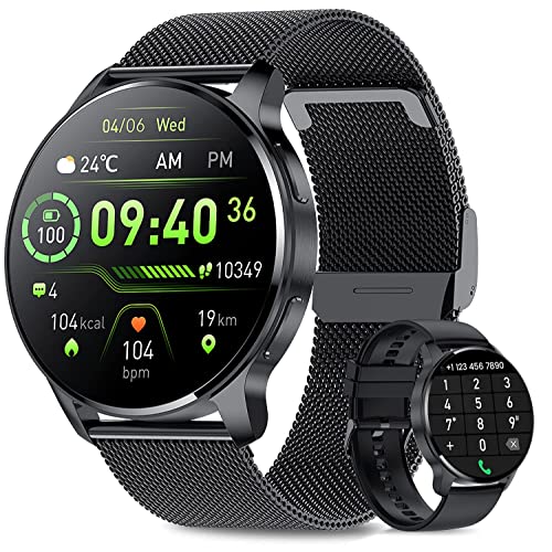 Smartwatch Herren mit Telefonfunktion, 21+ Sportmodi Fitnessuhr damen Runde...