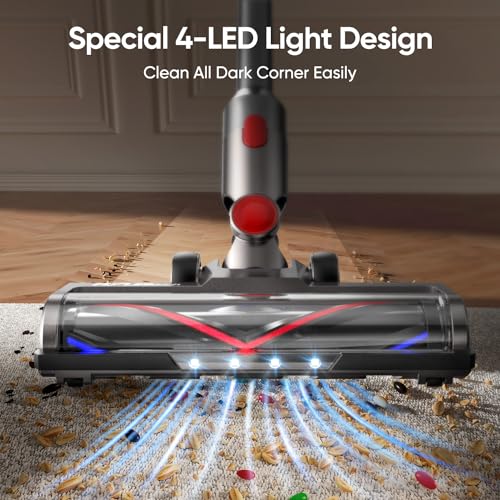 FLYLINKTECH Brush Head Replacement Compatible with Dyson V7 / V8 / V10 / V11 / V15, Flexible 180° Swivel Dyson Parts with 4 Led Headlamps and 2 Replacement Rollers - Image 4