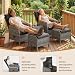 UDPATIO Rattan Gartenmöbel Set 5-teilig mit Verstellbaren Sessel, Fußhocker und Couchtisch | Lounge Möbel Outdoor Set | Balkonmöbel Kleiner Balkon | Wetterfest Terrassenmöbel | Schwarz