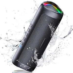 Bluetooth Lautsprecher 30W Tragbarer Musikbox Bluetooth 5.3 mit TWS Stereo RGB Lichter 24 Stunden Laufzeit 30 Meter Reichweite Freisprechfunktion IPX5 Wasserdicht