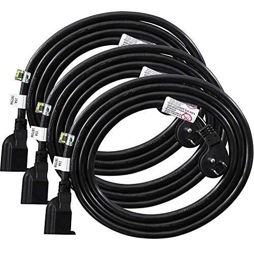 FIRMERST 1875W Flat Plug Extension Cord 6 Feet 14 AWG 15A Black, Pack