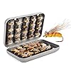 Fliegenfischen Zubehör, RoseFlower Professional Trocken Angel-Fliegen Kunstköder Set Trockenfliegen Fliegenköder Fliegenfischen Köder Set mit Wasserdichte Box für Zander Bass Fischbarsch Lachs Forelle