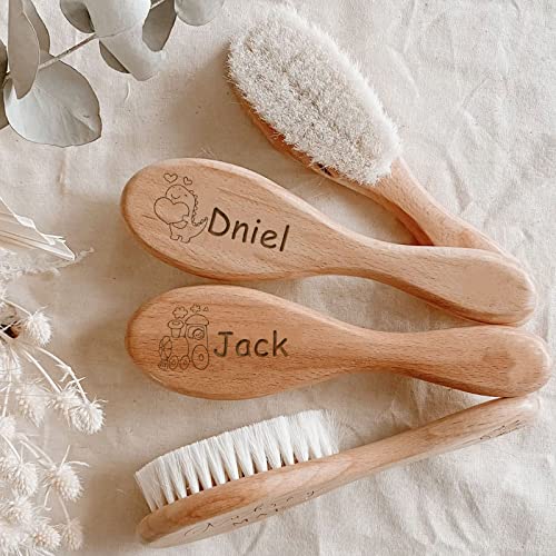 Custom Baby Hair Brush,Baby Brush Personalized Name,Wooden Soft Baby Brushes for Hair Newborn,Personalized Baby Gifts