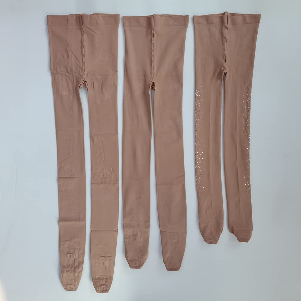 LIUHUO Collant per Pattinaggio Artistico Collant per Bambini Collant da Sci e Pattinaggio per Ragazze con Diamanti su Entrambi i Lati