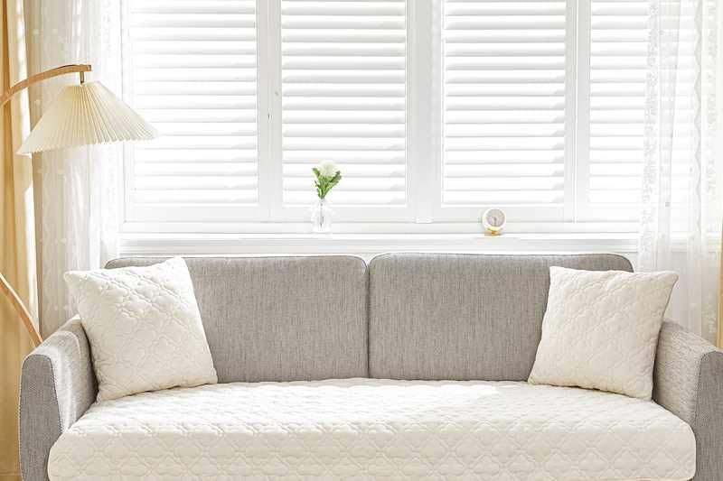 Image of HOMETHREADS Innovative Premium Velvet Sofa Cover Mat with PVC Backing for Non-Slip Comfort | (White Clubs, 2 Seater Small | 70x120cm)
