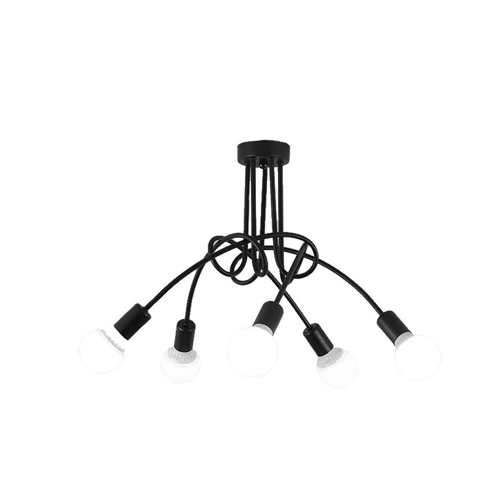 Lustre industriel noir 5 lampes suspension en métal