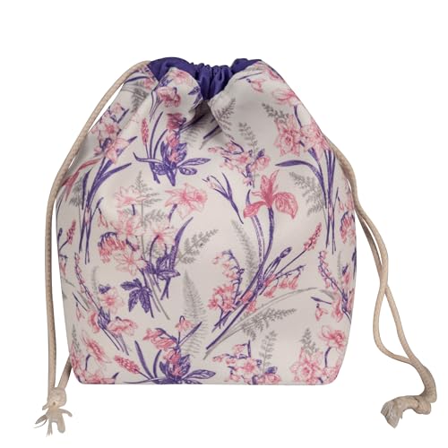 Bolsa de armazenamento de fio de cordão, bolsa de crochê pequena portátil para agulhas de tricô e acessórios, presente perfeito para amantes de artesanato (padrão floral)