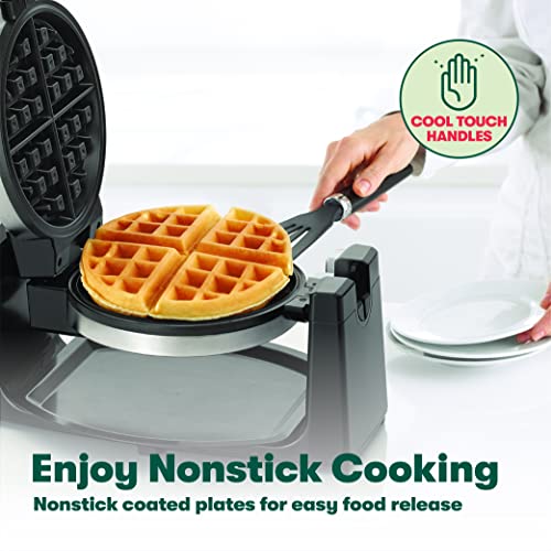 BELLA (13591) Classic Rotating Non-Stick Belgian Waffle Maker with Removeable Drip Tray & Folding Ha