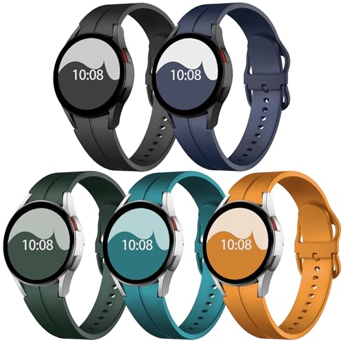 Oanux 5 Pack Band Compatible with Samsung Galaxy Watch 5/ Galaxy Watch 5 Pro 45mm/ Galaxy Watch 4 40mm 44mm/ Galaxy Watch 4 Classic 42mm 46mm , No Gap Silicone Replacment Strap with Colorful Buckle