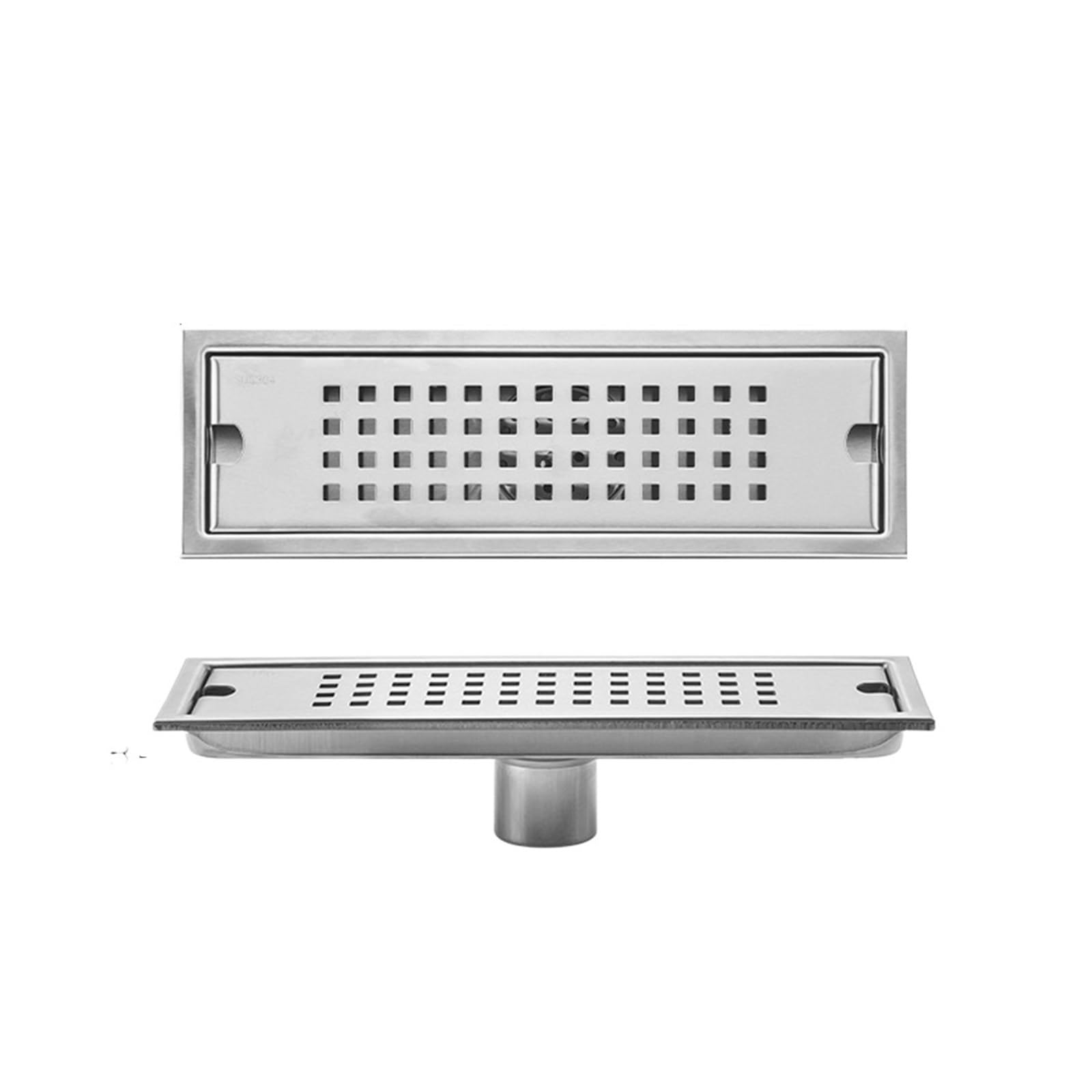Desagüe Lineal para Ducha Desagüe for el Suelo de la Ducha Acero Inoxidable, 20-50cm, Drenaje Lineal Rectangular for baño, con Cubierta colador(Silver-10-30cm)