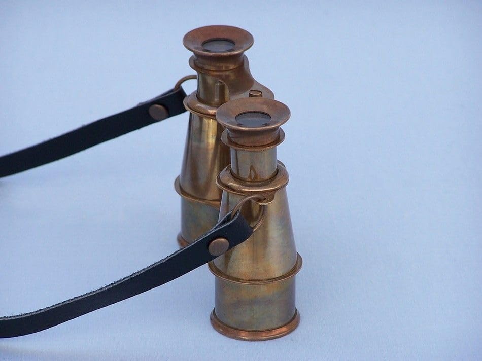 Vintage Antique Brass Binoculars with Strap and Leather Bag – Nautical Telescope Decor – Handcrafted Maritime Binoculars for Home, Office, or Library – Unique Gift for Men & Collectors image 3