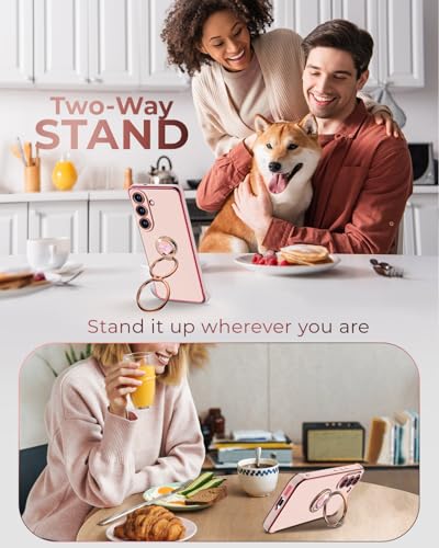 Image of XYZ for Galaxy S26 Plus Case with Stand, for Samsung Galaxy S26 Plus Case with Double Ring Kickstand, Women Girls Cute Love-Heart Bling Luxury Protective Phone Case for Samsung S26 Plus, Pink