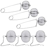 6 Pack Tea Ball Infuser Stainless Steel Mesh Tea Strainer Filters Tea Interval Diffuser with Extended Chain Hook for Brew Loose Leaf Tea and Spices & Seasonings