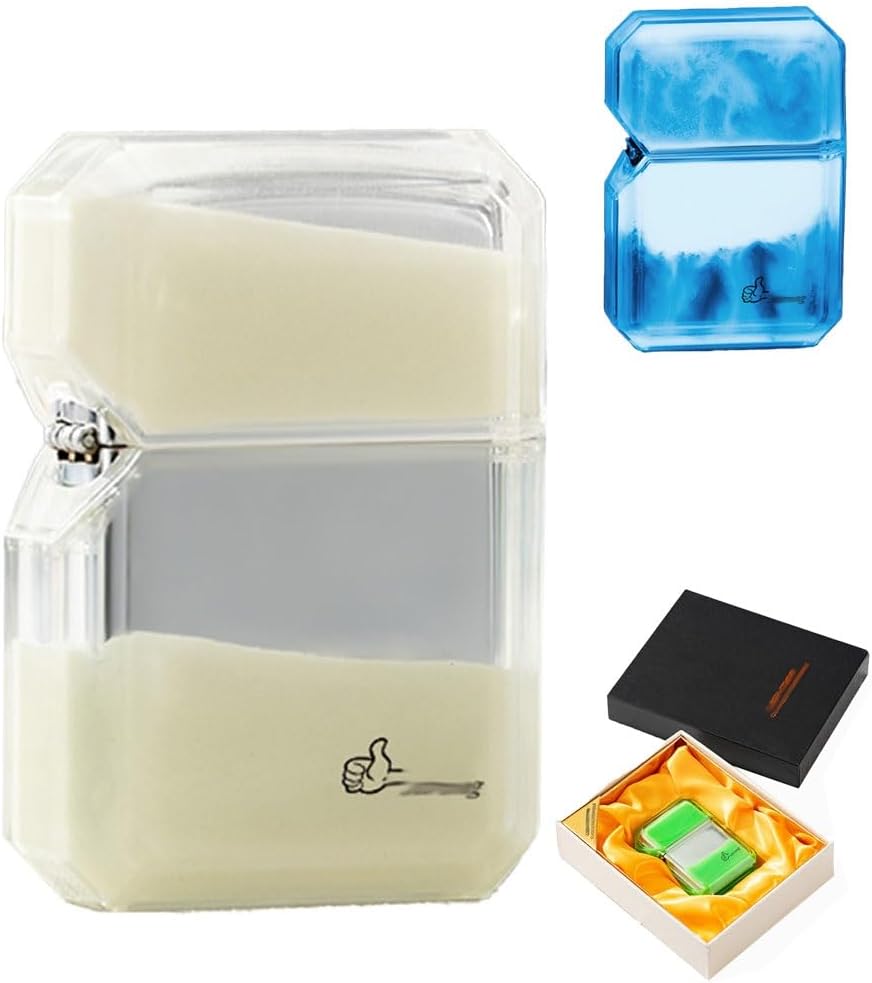 Luminous Quicksand Windproof Lighter, Transparent Window Portable, Cool Indoor and Outdoor Men and Women Lovers Husband Luminous Lighter(C)