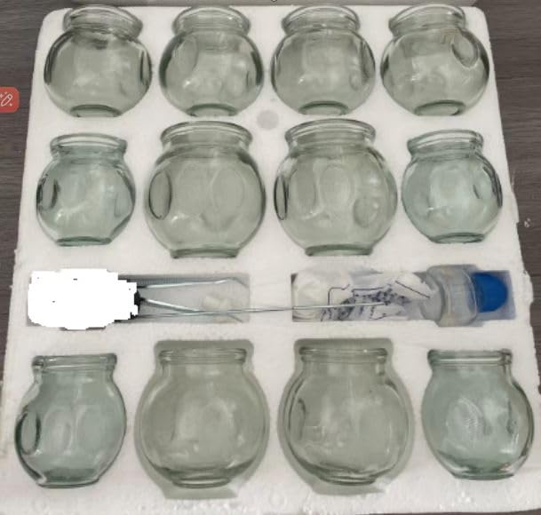 Tenchi 12-Piece Glass Fire Cupping Therapy Set – Professional Chinese Massage Cups for Pain Relief, Myofascial Release, Acupuncture, Muscle Recovery & Cellulite Reduction | Complete Kit