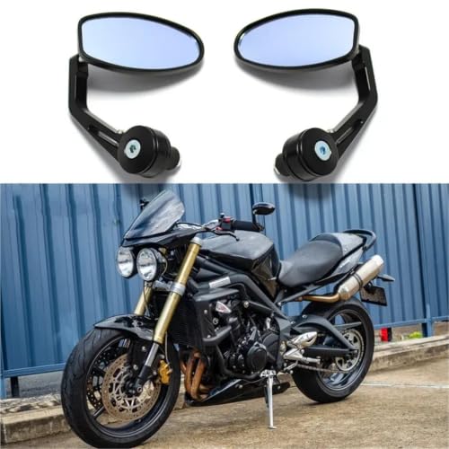Espejo retrovisor de motocicleta extremo barra negro para manillar de Street 1050 2 Uds 4