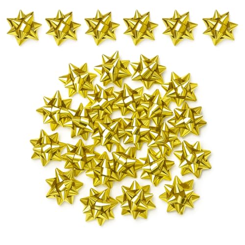 ANGIX 20 lazos metálicos dorados para regalo, autoadhesivos, decorativos, hermosos lazos para envolver regalos para Navidad, Año Nuevo y regalos de fiesta