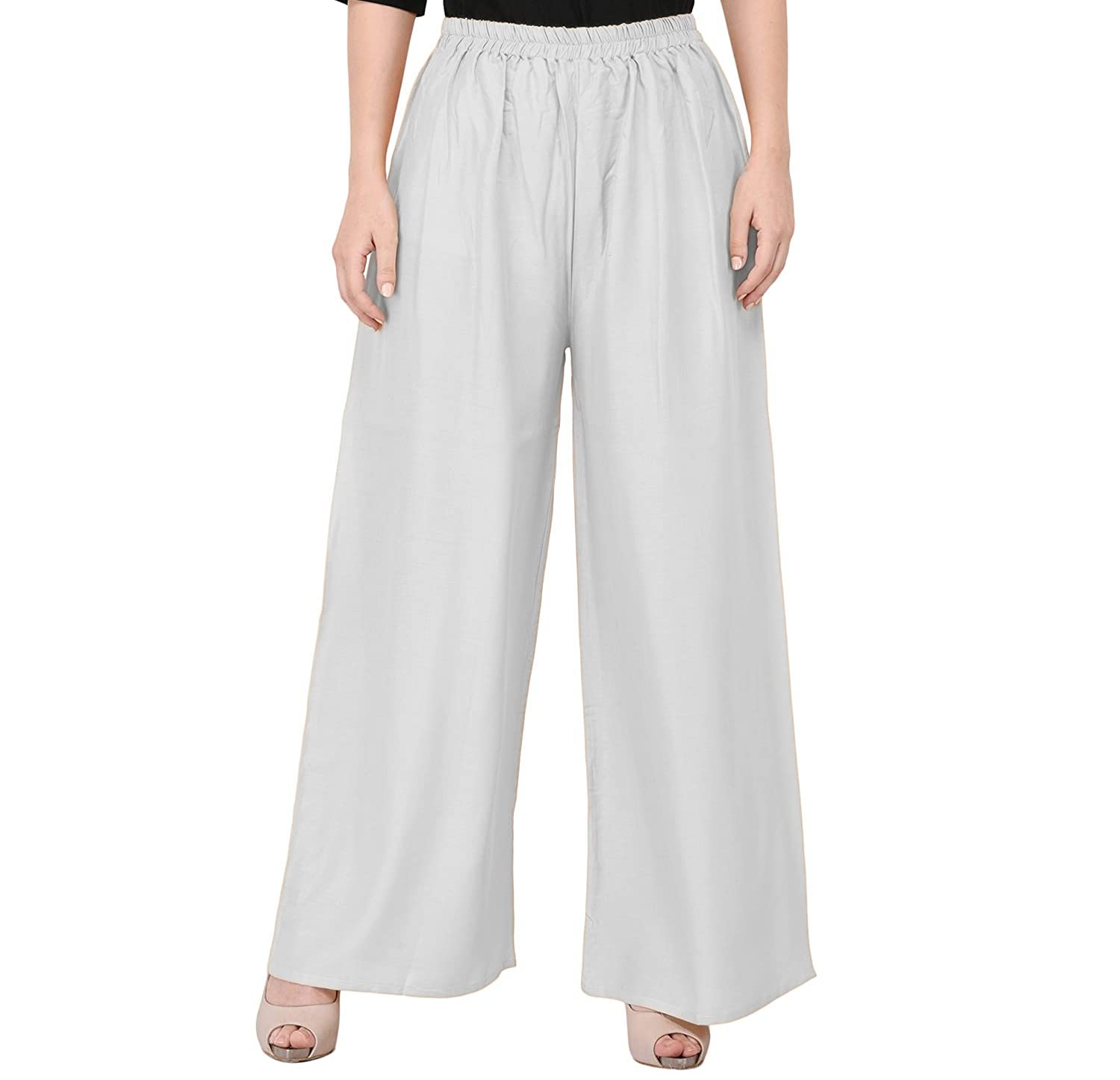 Plain Rayon Palazzo for Women's or Girls (30, White)-image-24