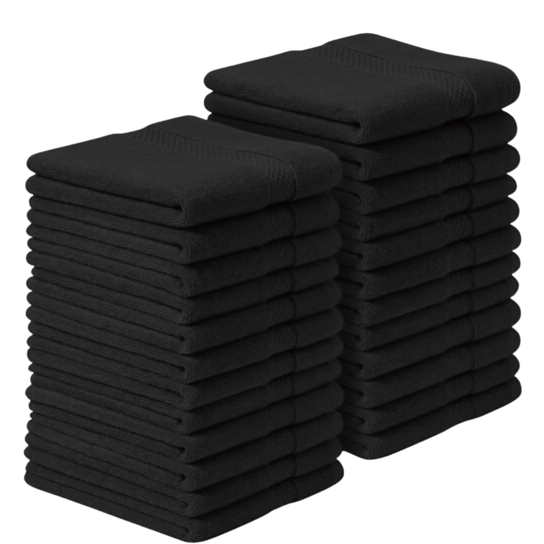 Diamond Tex Premium flannels/Washcloths 100% Cotton face cloth (30x30 cm 600 GSM) โ Soft Flannel Face cloth, (Blue Lagoon, Pack of 2,4,6,8,12,24,36,48) (2, Black)
