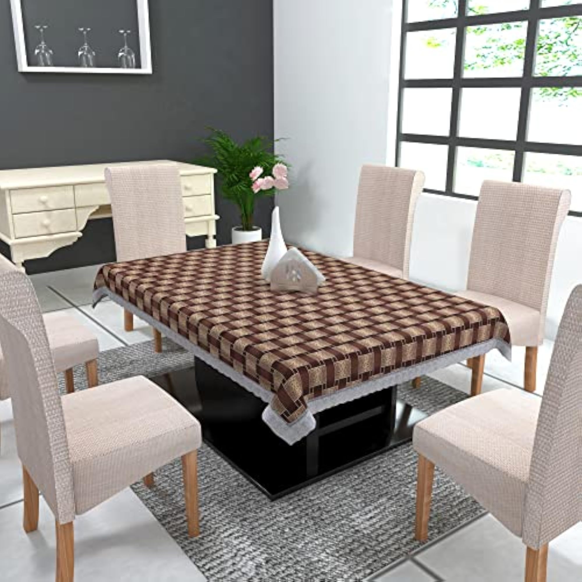 Printed PVC Rectangle 4 Seater Dining Table Cover, 45x70 Inches