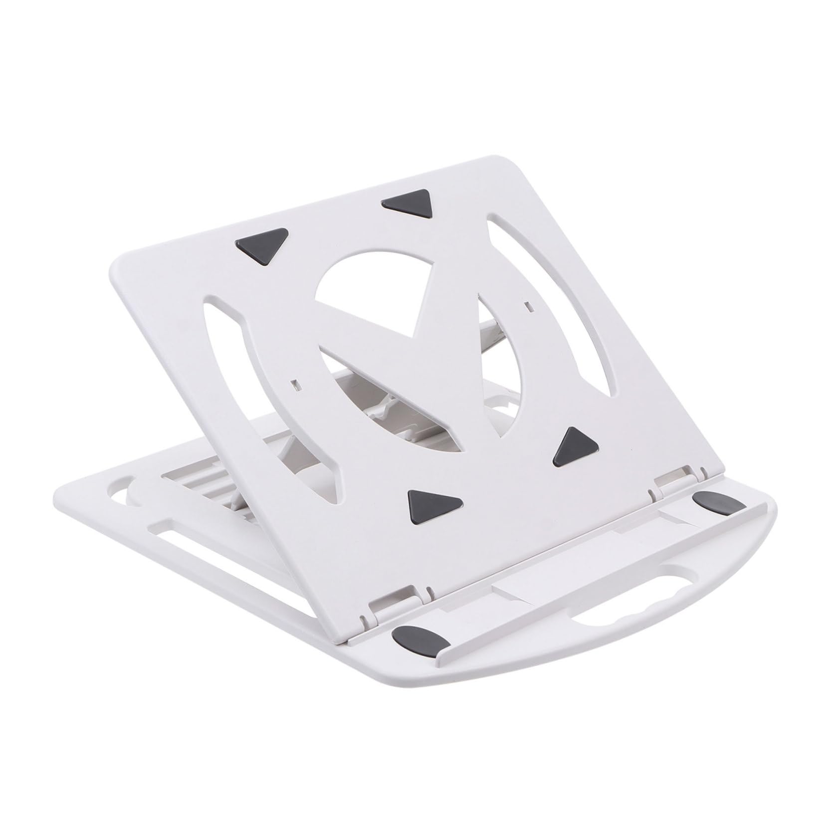 Supporto per Computer Portatile Rialzato in Plastica Base Dissipatore di Calore Girevole, Stand Ergonomico Portatile per Laptop da Ufficio e Smart Working, Colore Bianco