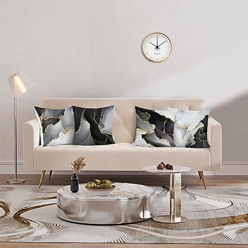 Bonhause Federe per Cuscini Marmo Nero Oro Grigio