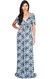KOH KOH Womens Long Kimono Sleeve Floral Lace Print Cocktail Evening Maxi Dress