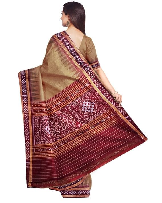 Image of Sambalpuri Cotton Saree of Odisha Ikkat Orissa Traditional Handloom Sari | Bomkai | Pata | Nuapatana | Sambalpuri Saree | Khandua Patta Sare | Without Blouse JH946