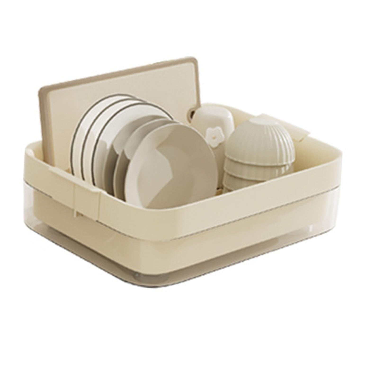 SIXRUN Geschirrtrockner HIPS PET ABS PE Arbeitsplatten-Geschirrständer mit Ablauffunktion, Großer Teller- und Utensilien-Organizer für die Küchentheke, Familiengebrauch (Ohne Deckel 40x31,5x13cm)