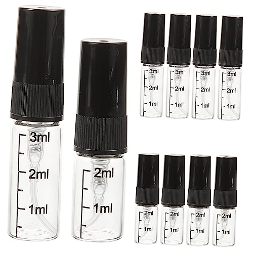 MOTHNUR Frascos De Perfume Recargables 10 Unidades Tamaño Viaje 2ml y 3ml Spray Fino Portátil Para Viajes y Uso Diario Sin Fugas Modelo Compacto Negro