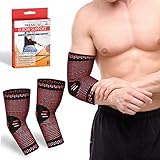 Elbow Brace By RIMSports - Best Tennis Elbow Braces For Women & Men - Premium Elbow Sleeve - Best Compression Arm Sleeve- Preferred Large, Medium, Small Tennis Elbow Brace (Red, L)