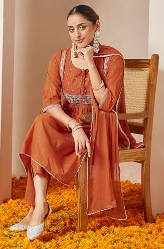 Ensemble kurta A-Line Janasya la solution coton contre la chaleur - 5