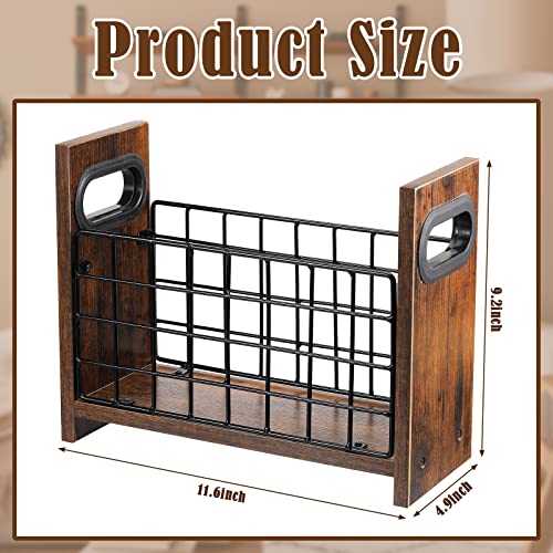 Lounsweer 2 Pieces Magazine Holder Desktop Magazine Rack Floor Rustic Magazine Basket Farmhouse Metal And Wood Space Saving Organizer Rack For Office Home File Book Letters Newspapers, Retro Brown #TOP1