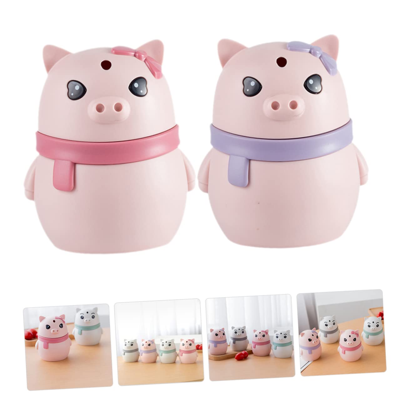 MUCKLILY 2pcs Cartoon Pig Toothpick Dispenser Funny Toothpick Holders Automatic Design for Home Restaurant Bakery and Shop