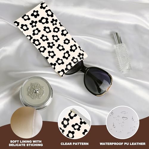Image of Anikathy 2Pcs Sunglass Eyeglass Glasses Case Soft PU Leather with Cleaning Cloth Cute Glasses Pouch Bag for Men Women Girs