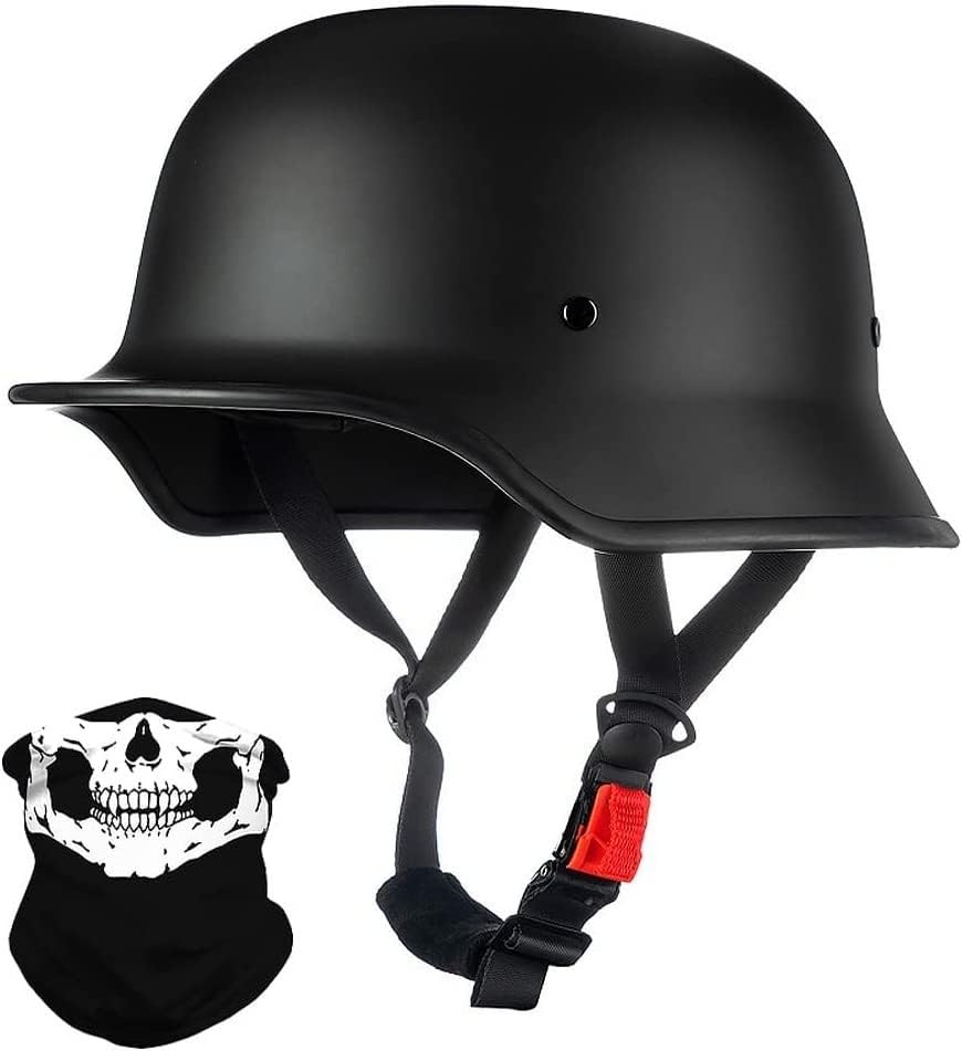 Casque moto allemand vintage rétro style tête de mort noir XL