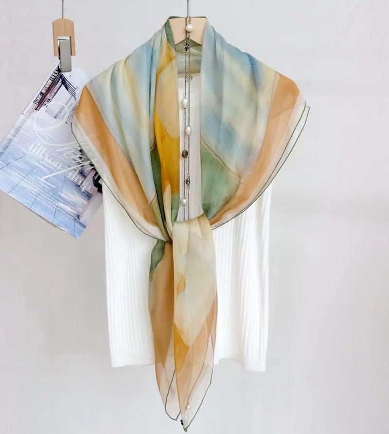 ANDANTINO Silk Chiffon Scarf 43" Large Square Lightweight Headscarf& Shawl for Women Hair Wraps-With Gift Packed4