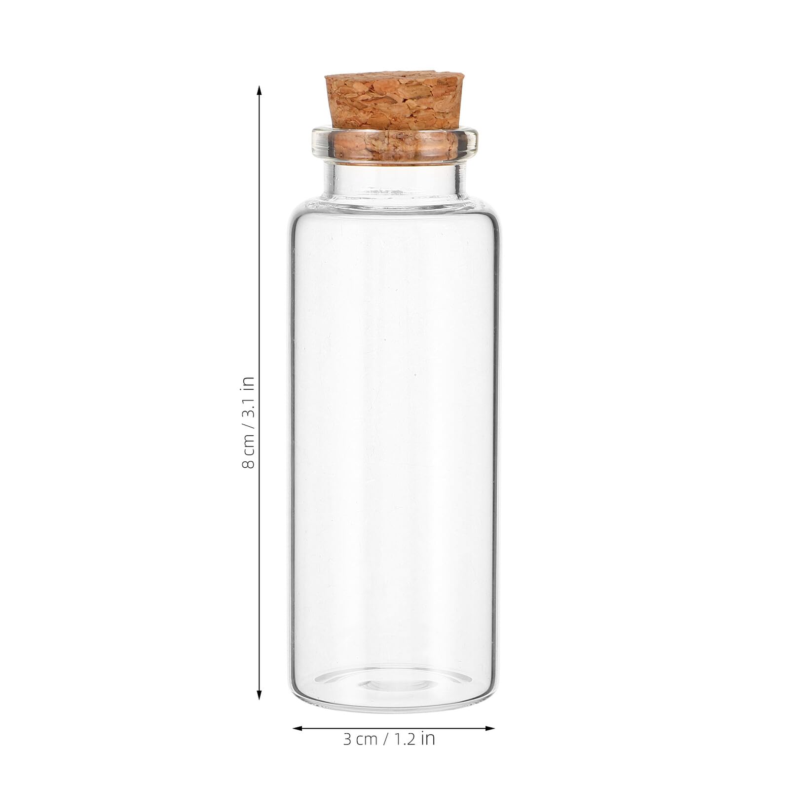 50 Stück Kleine Glasflaschen mit Hals Transparente Dekorative Fläschchen mit Weichem Korkverschluss zum Befüllen für Wunschzettel Bastelideen und Landschaftsdekorationen