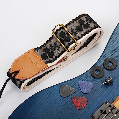 VICASKY 1 Set Sangle De Guitare Réglable Guitare Bandoulière Basse Électrique Rayé Sangle De Guitare avec Guitare Pick Holder Strap Locks pour Accessoires De Guitare - Les Beatles, Paul McCartney, John Lennon, RIngo Starr, George Harrison VICASKY 1 Set Sangle De Guitare Réglable Guitare Bandoulière Basse Électrique Rayé Sangle De Guitare avec Guitare Pick Holder Strap Locks pour Accessoires De Guitare – Image 3