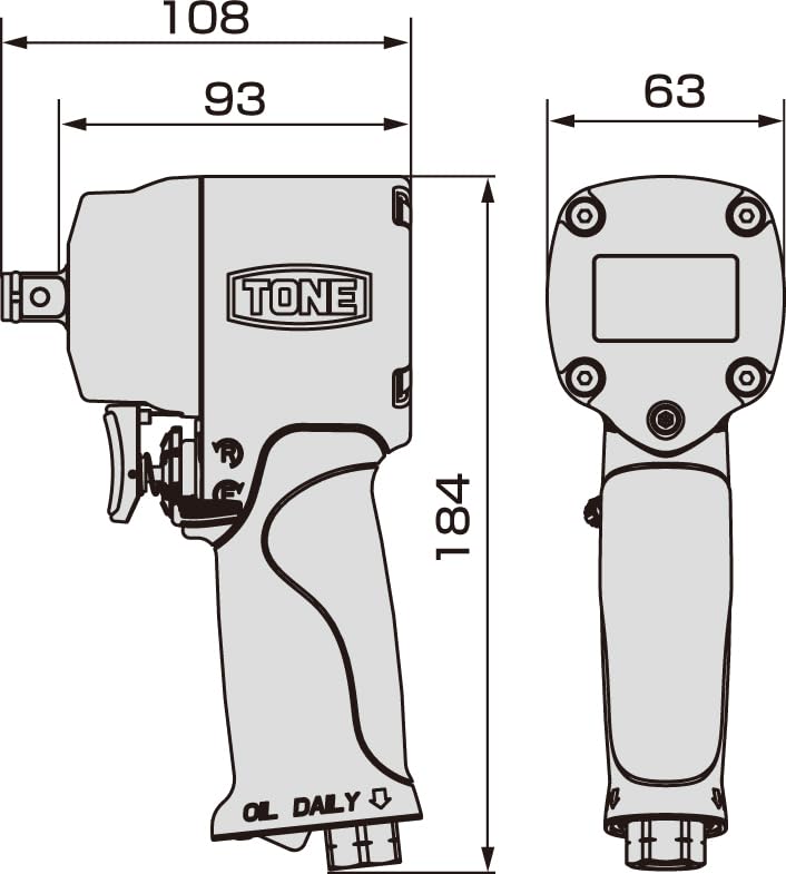 Amazon.co.jp: TONE AI4201WN Air Impact Wrench (Short Type, Walnut 