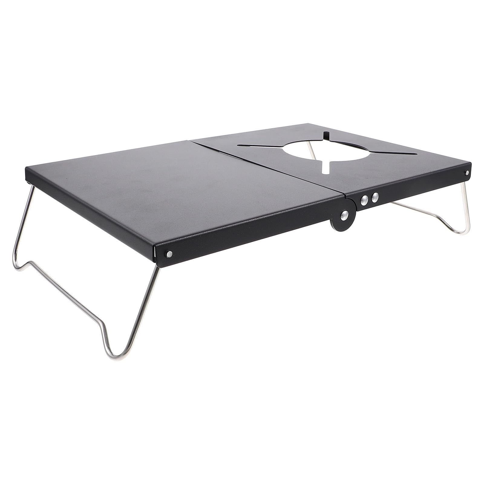 Table de camping pliante en acier noir pour en finir avec le mobilier lourd et encombrant