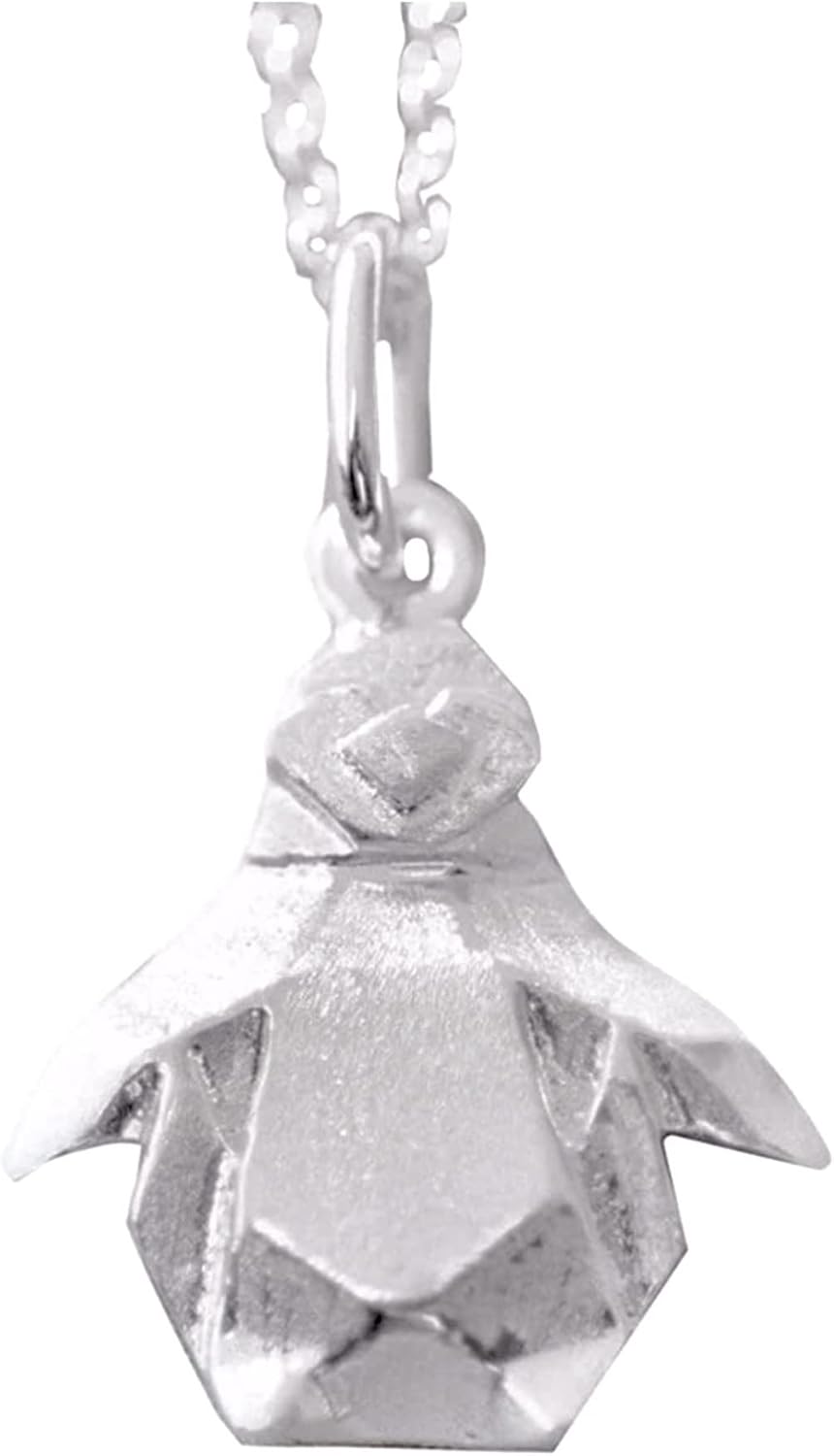 Origami Penguin Necklace in Sterling Silver with 20" Chain
