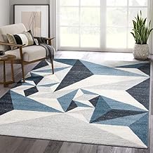 Abani Rugs Gray and Blue 5 ft. X 8 ft. Contemporary Area Rug With Geometric Triangles - Rectangular, Turkish Stain Resistant