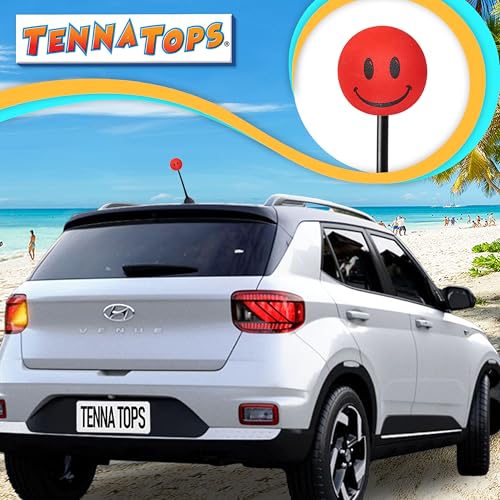 Tenna Tops Happy Smiley Red Face Antenna Topper Car Accessory - Fits Thick Fat Style Antenna