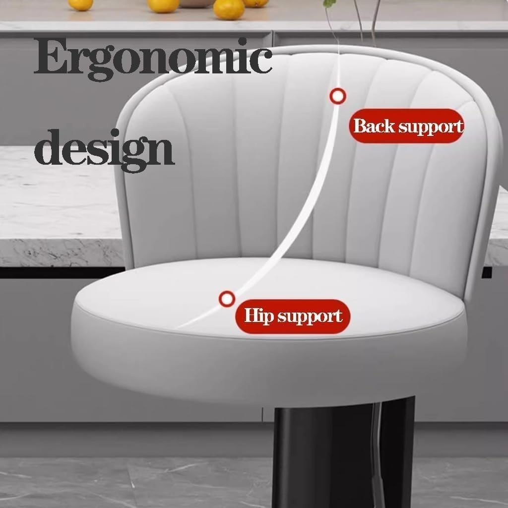 Złoty, obrotowy stołek barowy o wysokości blatu, nowoczesna, regulowana sztuczna skóra z oparciem