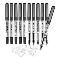 Rollerball Pen, 10 Pack Black Gel Pens 0.7 mm Fine Point Liquid Ink, Quick-Drying Ballpoint Pen for Writing, Journaling, Home Office School Stationary Supplies