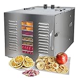 ZXMOTO Commercial Food Dehydrator 10 Trays Stainless Steel Jerky Dehydrator 110V 1000W Meat Dehydrator Jerky Dryer for Beef Fruit Jerky Vegetable, Adjustable Time & Temperature Control