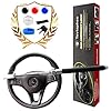 Tevlaphee Steering Wheel Lock Anti Theft Car Device Universal Theft Prevention Car Lock Adjustable Double Hook Emergency Hammer Window Breaker Self Defense Heavy Duty Secure (Black)